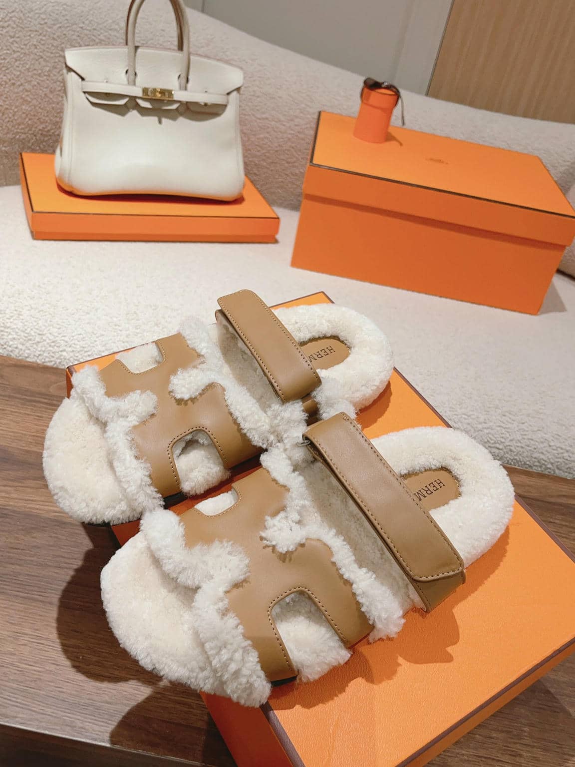 Hermès fur slippers-31